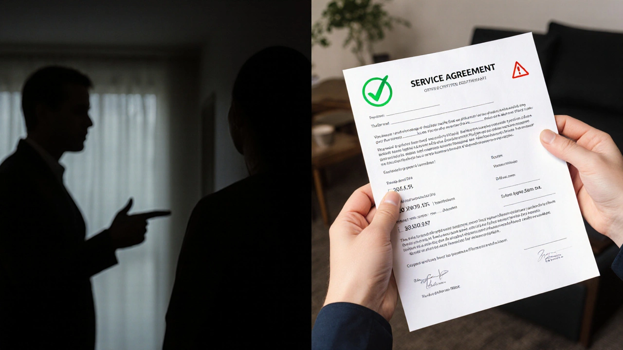 Kontrast mezi legální tantrickou masáží a podezřelou službou – jasná dokumentace vs. tajemný popis.