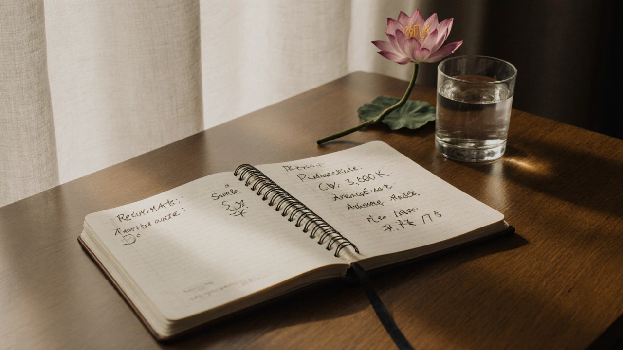 Rukou psané poznámky o klíčových metrikách tantrického byznysu na dřevěné tabuli.