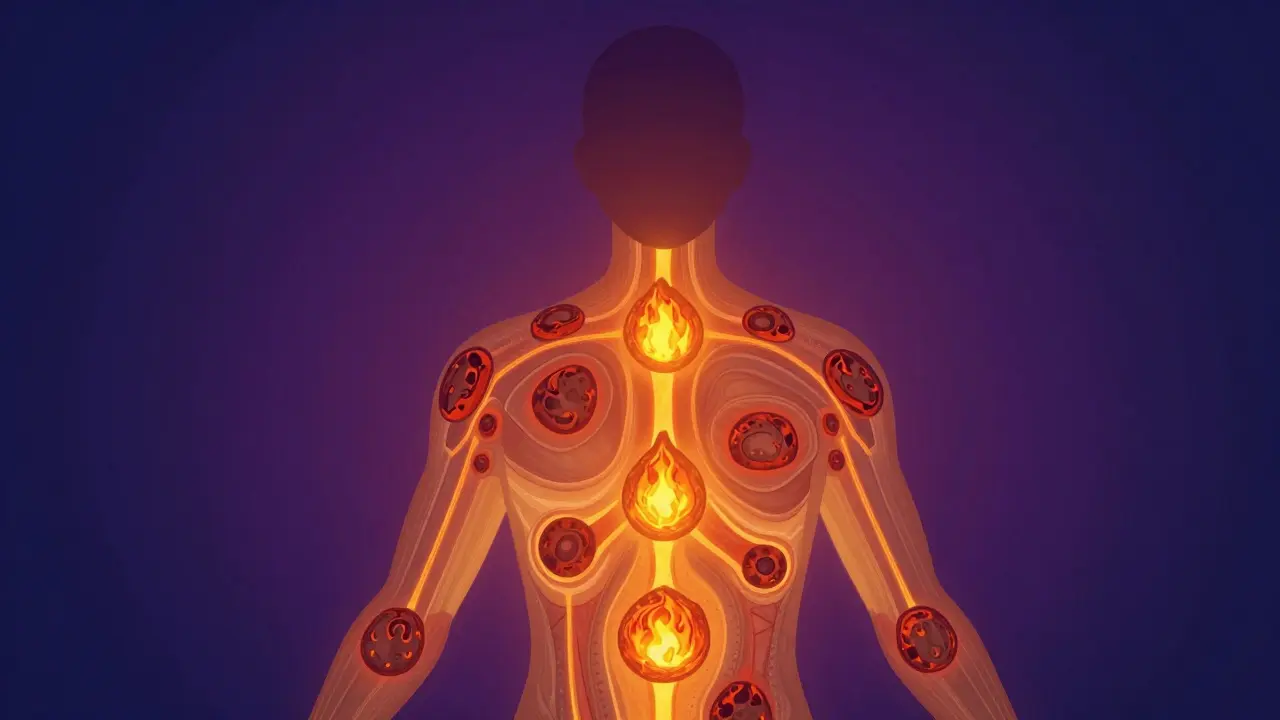 Energetické body zátiší s tepelným světlem