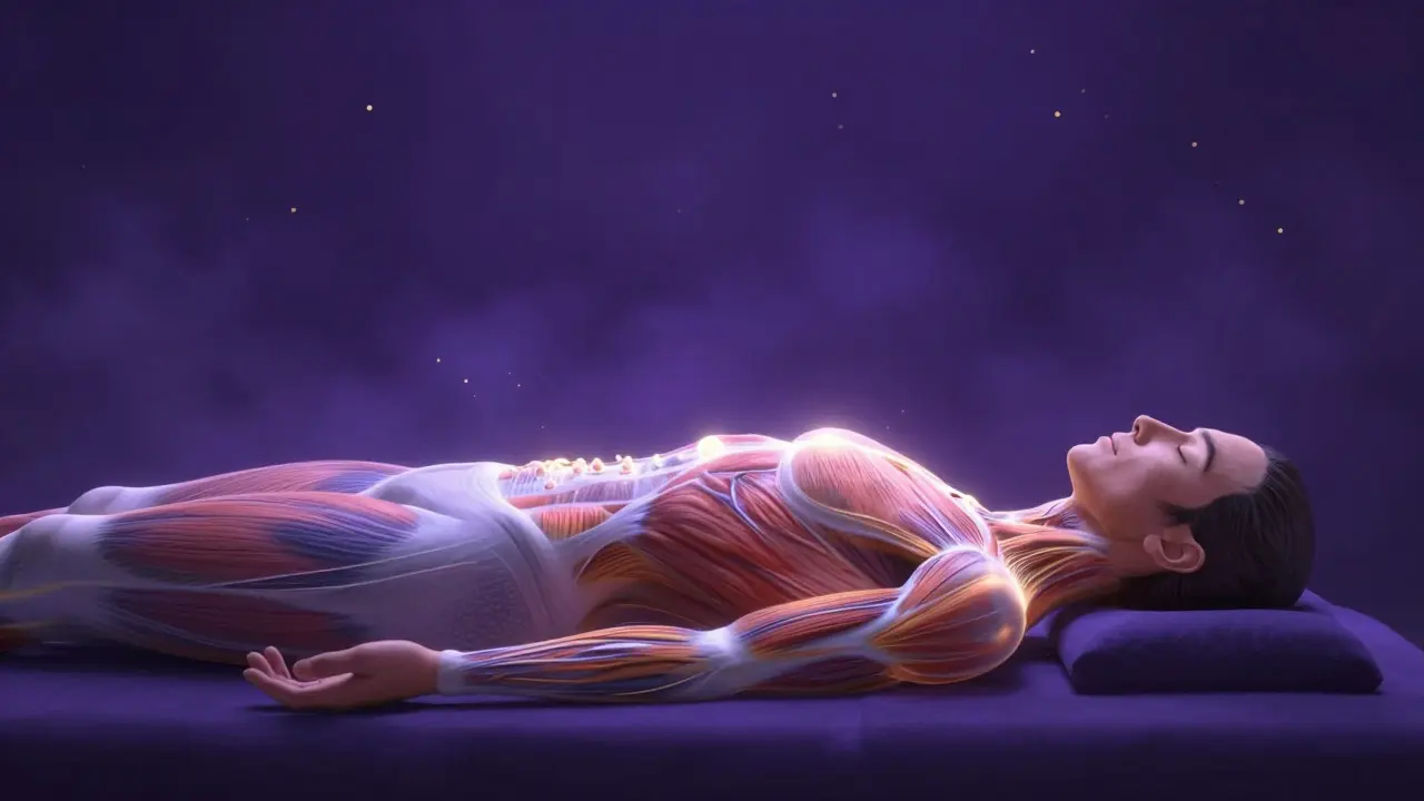 Konceptuální zobrazení energetických toků a čaker v těle během tantrického rituálu.