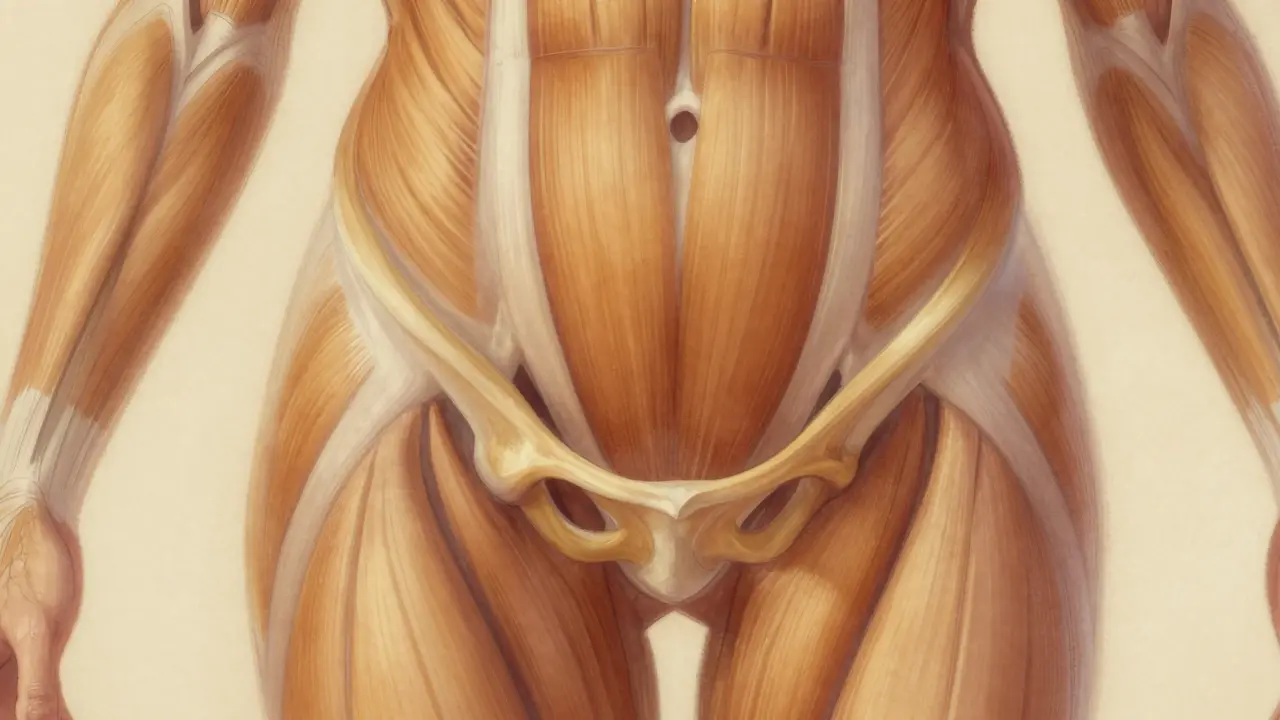 Abstraktní ilustrace posilování pánevního dna a energie