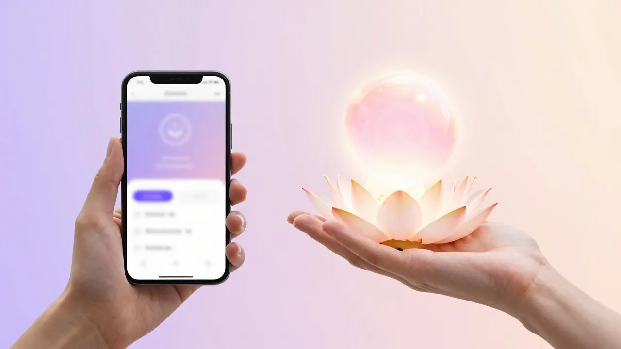 Konceptuální vizualizace online rezervace wellness služeb s mobilním telefonem