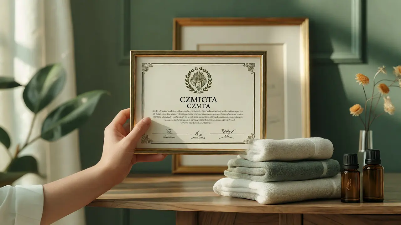 Symbol certifikace a profesionality v masážním studiu